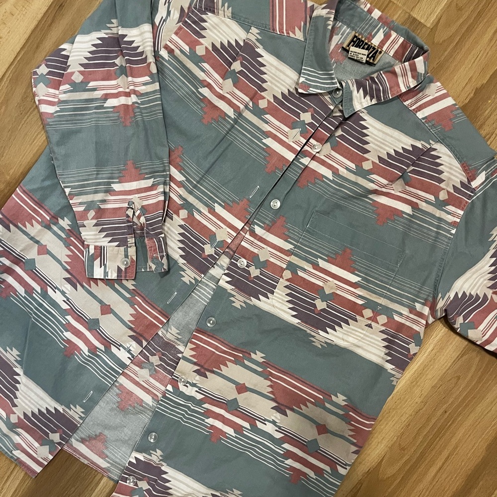 Forenza Men's Casual Shirt in Teal and Maroon